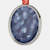 Blauwe glittersparel Bokeh-lichten Metalen Ornament (Links)