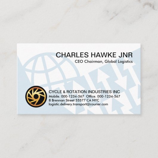 Blauwe globale richtingspijlen visitekaartje (Voorkant)