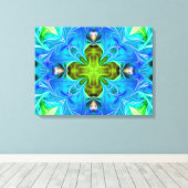 Blauwe gloed Abstract Canvas Afdruk (Insitu (Houten vloer))