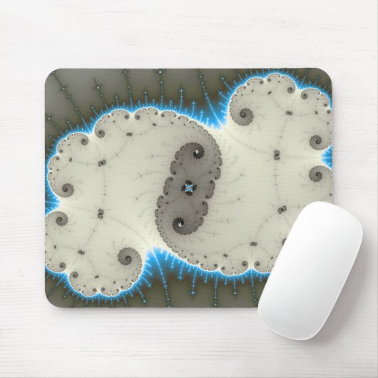 Blauwe gloed - Fractal Mousepad Muismat (Met muis)