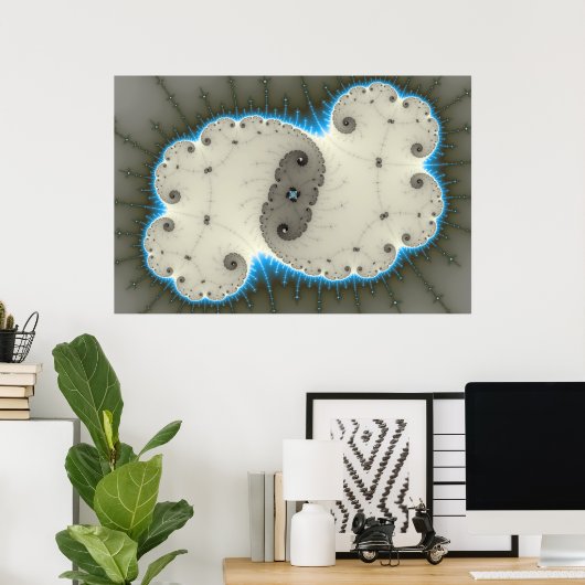 Blauwe gloed - Fractal Poster (Thuiskantoor)