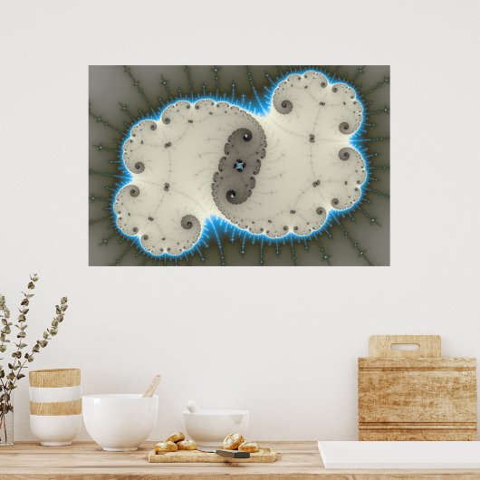 Blauwe gloed - Fractal Poster (Keuken)