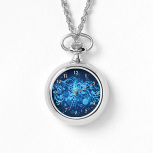 Blauwe gloed Muzieknoten Horloge