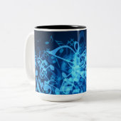 Blauwe gloed Muzieknoten Patroonkoffie Mok (Voorkant links)