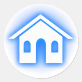 blauwe gloed thuis ronde sticker (Voorkant)