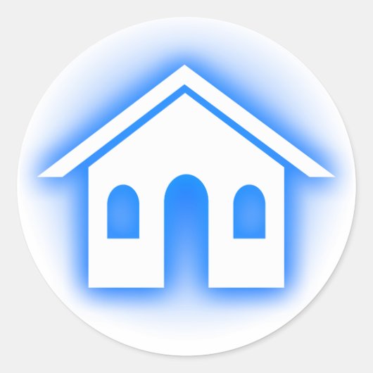 blauwe gloed thuis ronde sticker (Voorkant)
