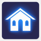 blauwe gloed thuis vierkante sticker (Voorkant)