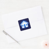 blauwe gloed thuis vierkante sticker (Envelop)