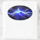Blauwe gloeiende bliksem of elektriciteit ovale sticker (Tas)
