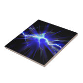 Blauwe gloeiende bliksem of elektriciteit tegeltje (Zijkant)