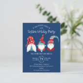 Blauwe Gnome Kerstvakantie Feestelijke Kerstparty  Uitnodiging Briefkaart (Staand voorkant)