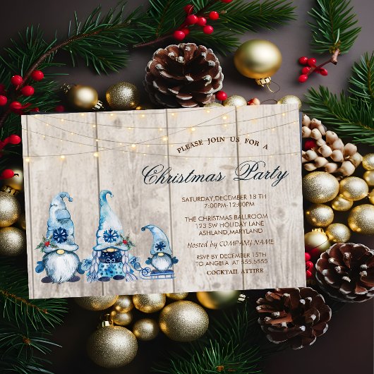 Blauwe Gnomehouten Kerstfeest Kaart