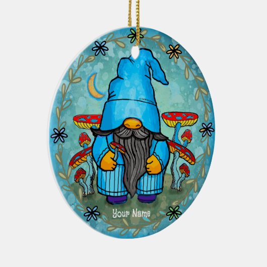 Blauwe gnoom keramisch ornament (Rechts)