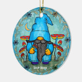 Blauwe gnoom keramisch ornament (Links)