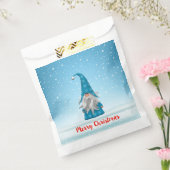 Blauwe gnoom op sneeuw bedankzakje (Gezegeld)