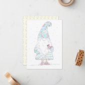 Blauwe gnoom - Single panel kerstkaart Notitiekaartje (Voorkant / Achterkant in situ)