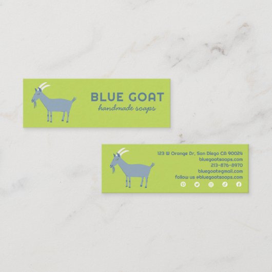 Blauwe GOAT-ambachtslieden Zeep Artisan Cute Boerd Mini Visitekaartje (Voorkant / Achterkant)