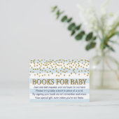 Blauwe Gold Baby shower Book Request Card-behuizin Informatiekaartje (Staand voorkant)