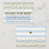 Blauwe Gold Baby shower Book Request Card-behuizin Informatiekaartje (Voorkant / Achterkant)