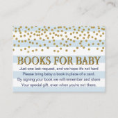 Blauwe Gold Baby shower Book Request Card-behuizin Informatiekaartje (Voorkant)