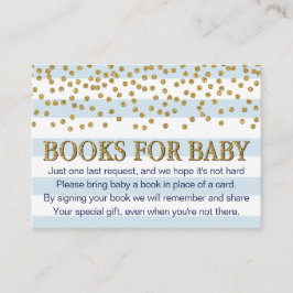 Blauwe Gold Baby shower Book Request Card-behuizin Informatiekaartje