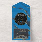 Blauwe Golden Abstract in één uitnodiging (Binnen)