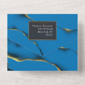 Blauwe Golden Abstract in één uitnodiging (Achterkant)