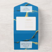 Blauwe Golden Abstract in één uitnodiging (Buitenkant)