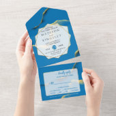 Blauwe Golden Abstract in één uitnodiging (Afscheurbaar)