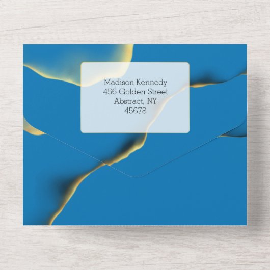 Blauwe Golden Abstract in één uitnodiging (Achterkant)