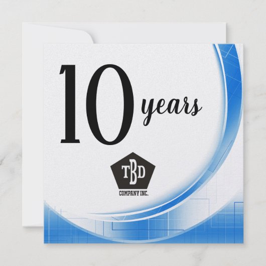 Blauwe golf 10 jaar beloning werknemer kaart (Voorkant)