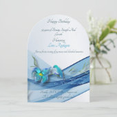 blauwe golf 50 jaar Verjaardag uitnodiging (Staand voorkant)