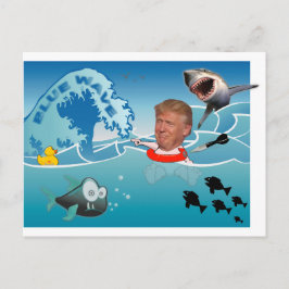Blauwe golf/antitrump, briefkaart