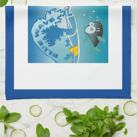 Blauwe golf/antitrump, theedoek (Gevouwen)