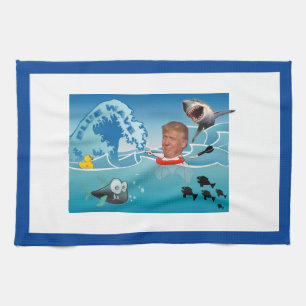 Blauwe golf/antitrump, theedoek
