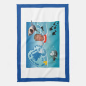 Blauwe golf/antitrump, theedoek (Verticaal)