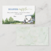 Blauwe Golf Baby Shower Luier Raffle Informatiekaartje (Voorkant / Achterkant)