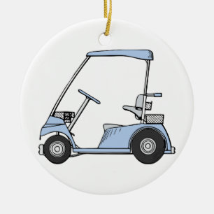 Blauwe Golf Cart Keramisch Ornament