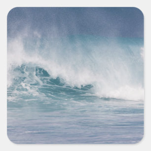 Blauwe golf die breekt, Maui, Hawaii, VS 3 Vierkante Sticker