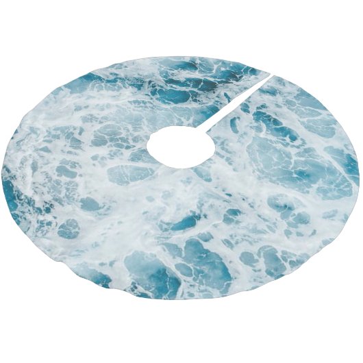 Blauwe golf in de Stille Oceaan Kerstboom Rok (Gekanteld)