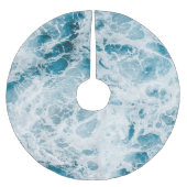 Blauwe golf in de Stille Oceaan Kerstboom Rok (Voorkant)