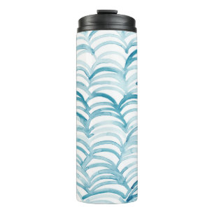 Blauwe Golf Japanse Stijl Patroon Illustratie Thermosbeker