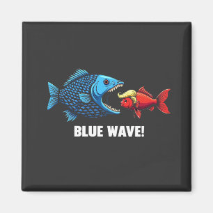 Blauwe golf Kamala Harris Walz Visverkiezing Magneet