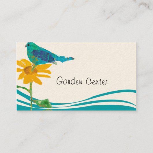 Blauwe golf landschap Tuinvogel Visitekaartje (Achterkant)