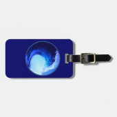 blauwe golf met coole surf stijl bagagelabel (Voorkant horizontaal)