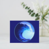 blauwe golf met coole surf stijl briefkaart (Staand voorkant)
