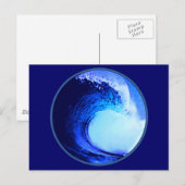 blauwe golf met coole surf stijl briefkaart (Voorkant / Achterkant)