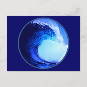 blauwe golf met coole surf stijl briefkaart
