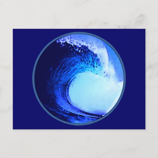 blauwe golf met coole surf stijl briefkaart (Voorkant)