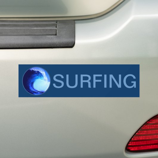 blauwe golf met coole surf stijl bumpersticker (Op auto)